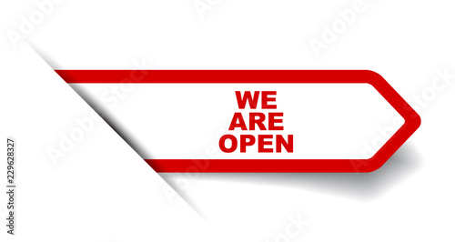 red vector banner we are open