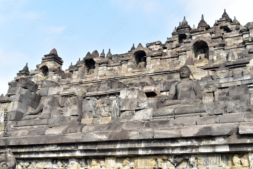 The Borobudur Temple in central Java, one of the greatest Buddhist monumental buildings in the world
