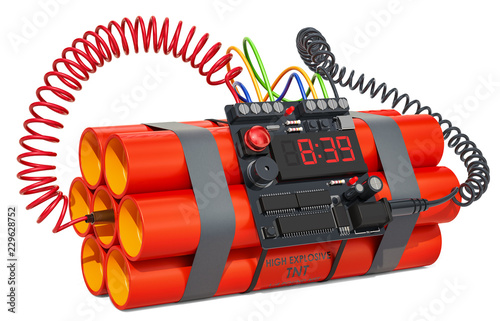 Konstfotografi TNT bomb explosive with digital countdown timer clock