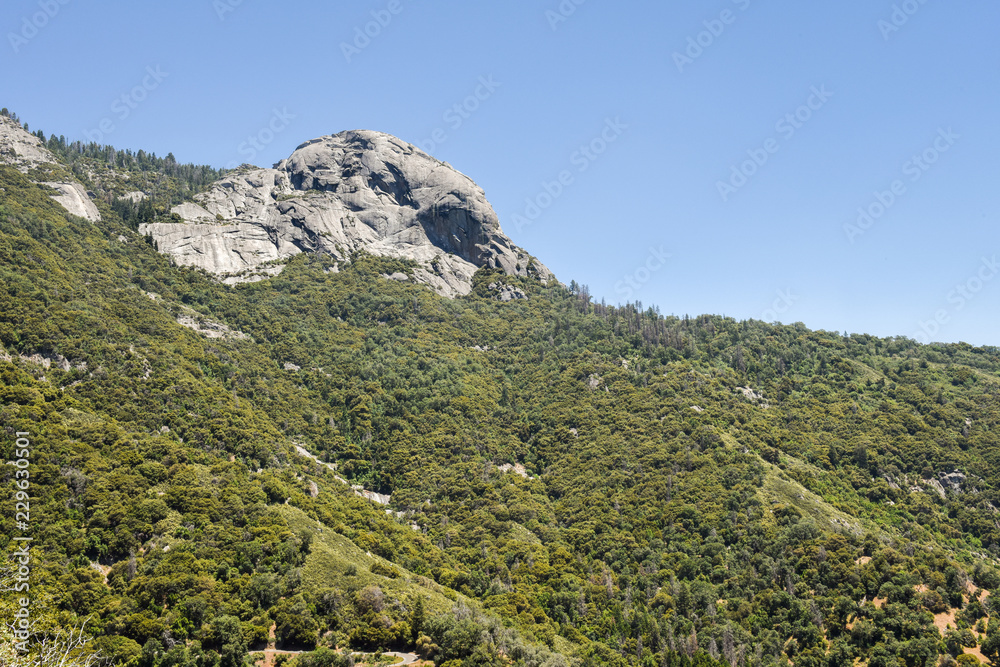 View of Moro Rock from the Generals Highway in Sequoia National Park, California View of Moro Rock from the Generals Highway in Sequoia National Park, California