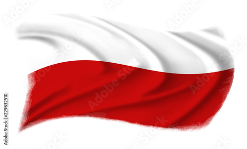 The Polish flag waving from the wind, proudly waving in the wind