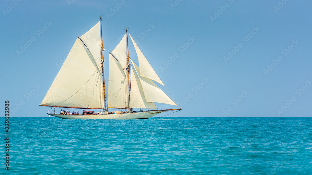 Naklejka premium sailing boat on the sea