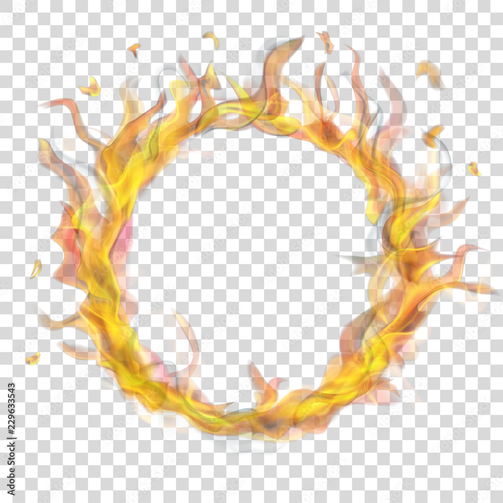 Translucent ring of fire flame with smoke on transparent background.  Transparency only in vector format Stock Vector | Adobe Stock