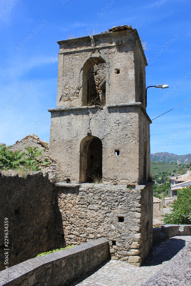 Ruins of church's towerbell Ruins of church's towerbell