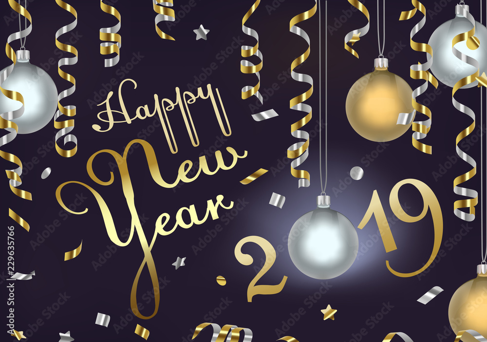 New year 2019 greeting corporate cards in vector. Banner celebration.