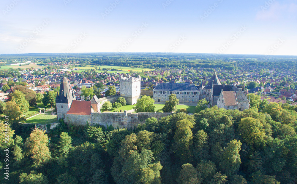 Aerial view on the Bad Bentheim castle.