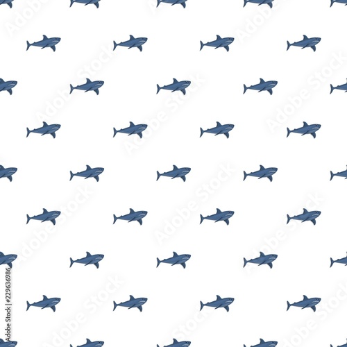 Blue shark pattern seamless repeat background for any web design
