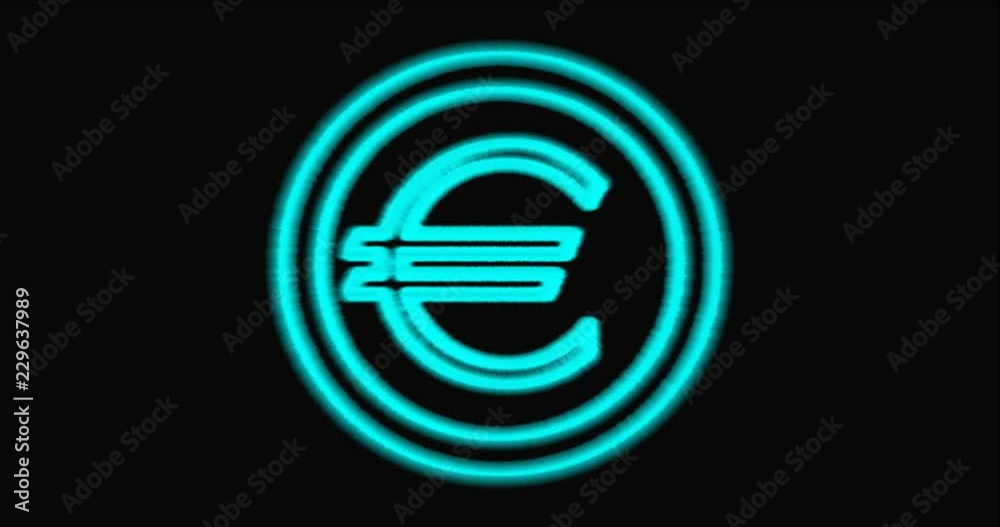 Animation of the appearance of the euro sign with the blure effect Animation of the appearance of the euro sign with the blure effect