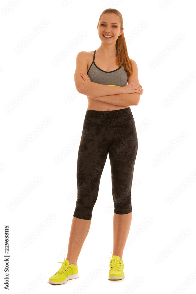 Beautiful young fit woman with great shape isolated over white background Beautiful young fit woman with great shape isolated over white background
