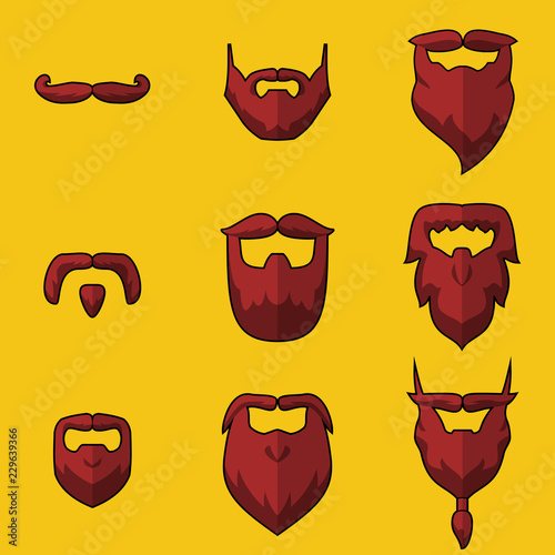 beard and mustache icons | set of 9 | vector art