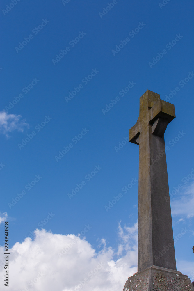Celtic Cross against a blue sky