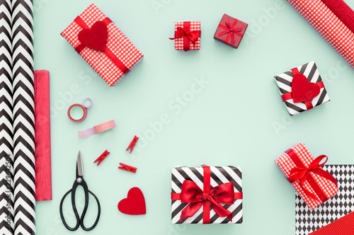 Wrapping holiday, valentine gifts.