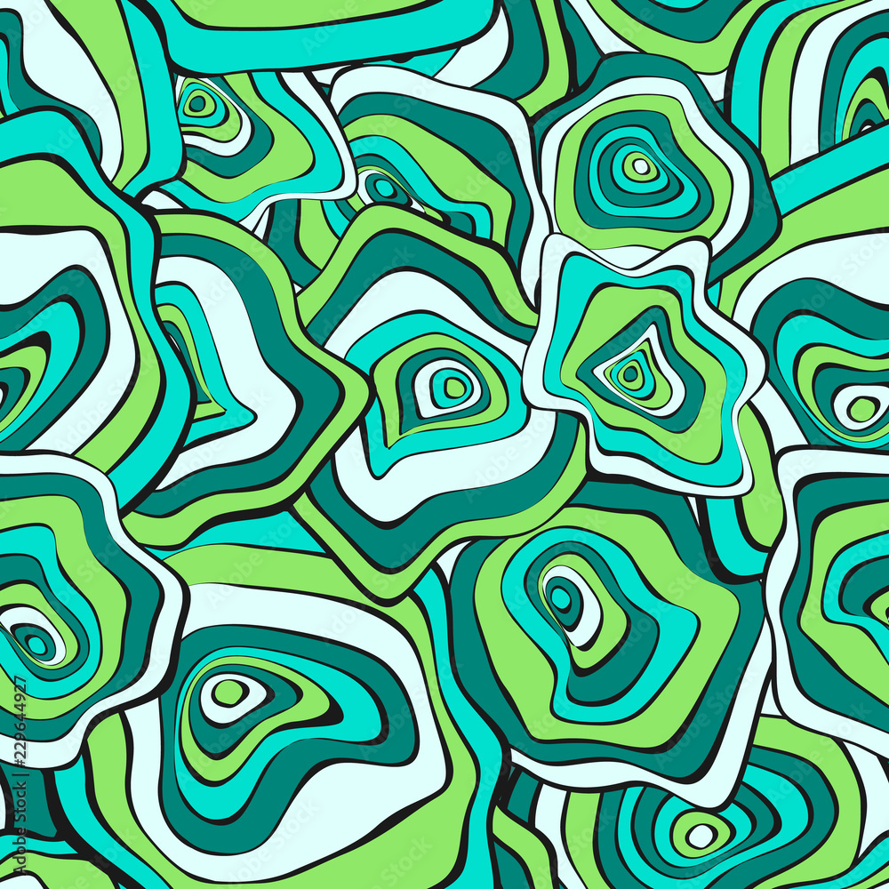 Hand Drawn Wavy Circles. Abstract Seamless Background in Ethnic Style. Vector Psychedelic Pattern with Deformed Rounds. Wave Seamless Pattern for Fabric, Textile, Cloth Design. Distortion, Spots. Hand Drawn Wavy Circles. Abstract Seamless Background in Ethnic Style. Vector Psychedelic Pattern with Deformed Rounds. Wave Seamless Pattern for Fabric, Textile, Cloth Design. Distortion, Spots.