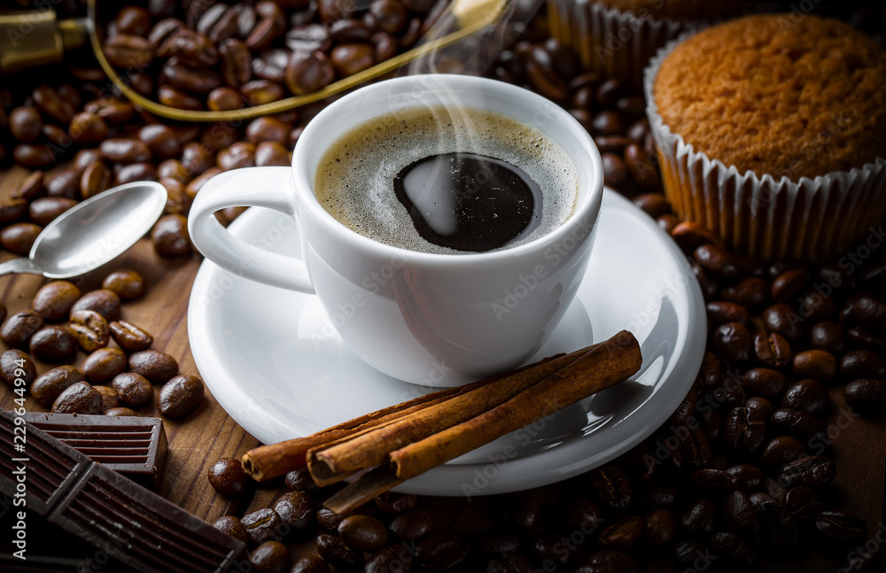 Black coffee on old background Black coffee on old background
