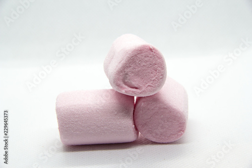 three pink marshmallows