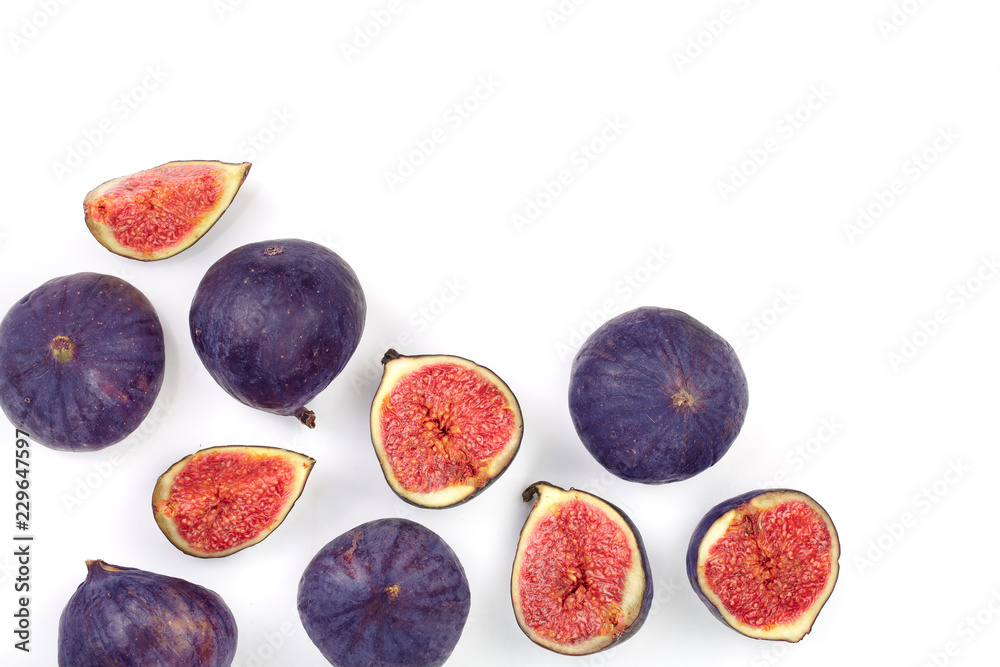 Fototapeta fig fruits isolated on white background with copy space for your text. Top view. Flat lay pattern