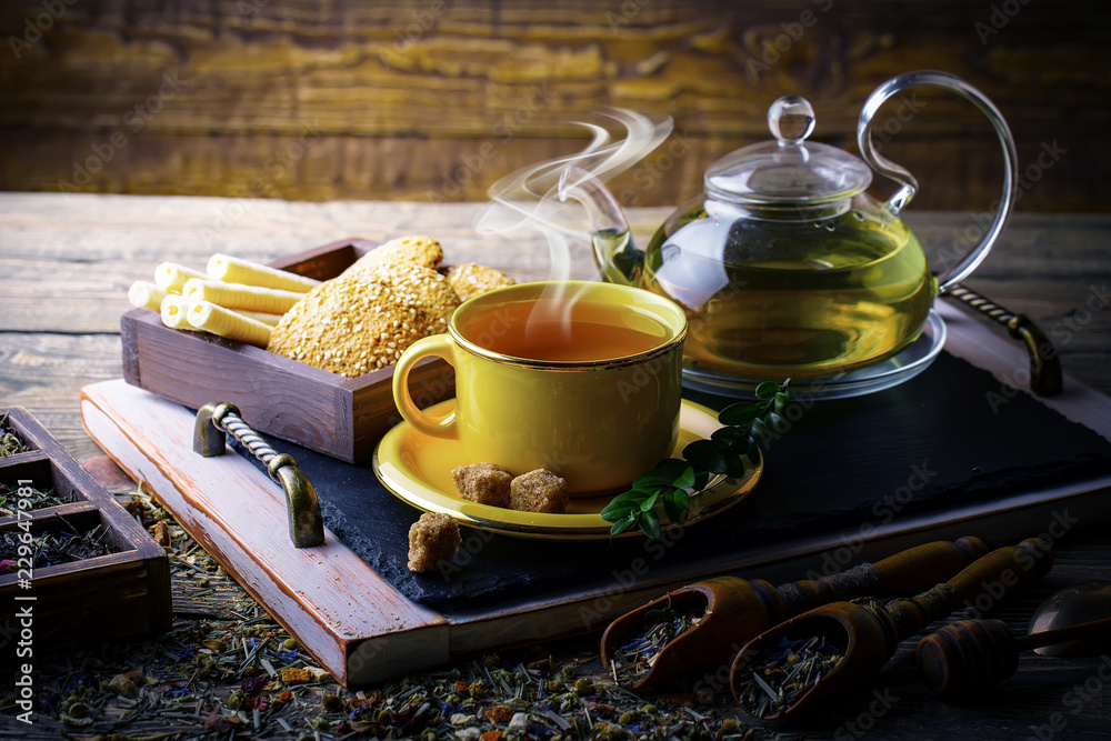 Tea on the old background Tea on the old background
