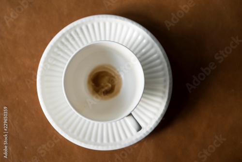 Empty coffee cup on saucer