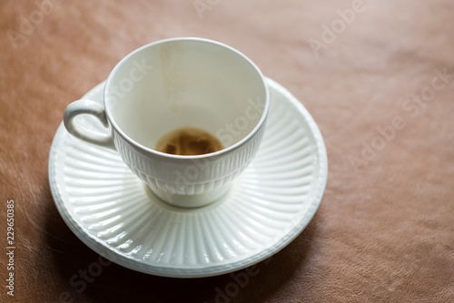 Empty coffee cup on saucer