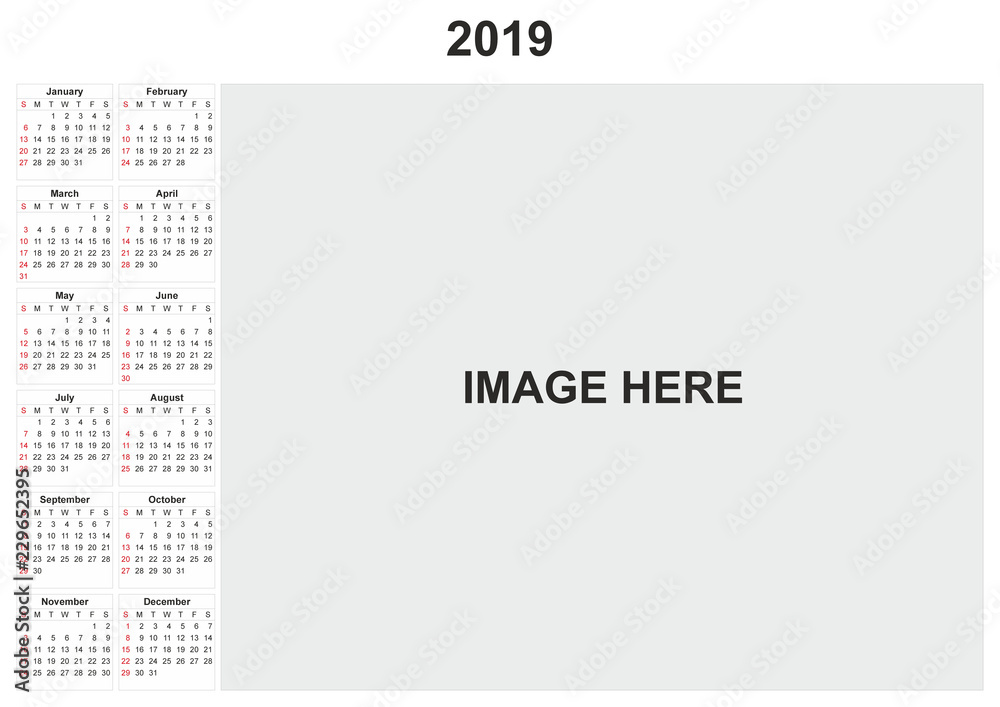 2019 calendar with white background. 2019 calendar with white background.
