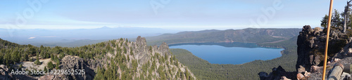 Caldera and Paulina Lake, panorama aerial view photo