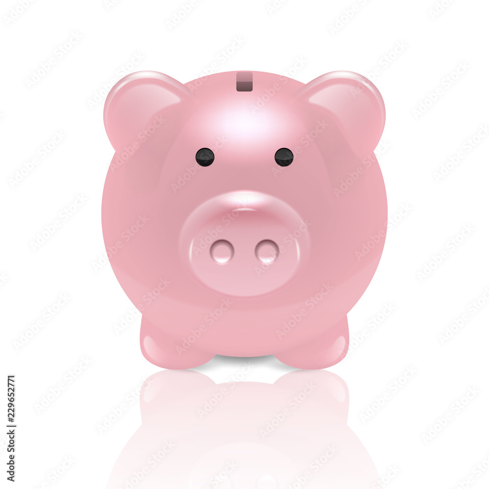 Vector Realistic 3d Pink Retro Piggy Bank Closeup Isolated on White Background. Design Template of Money Pig for Graphics, Banners. Money, Financial, Savings, New Year 2019 Concept. Front View Vector Realistic 3d Pink Retro Piggy Bank Closeup Isolated on White Background. Design Template of Money Pig for Graphics, Banners. Money, Financial, Savings, New Year 2019 Concept. Front View