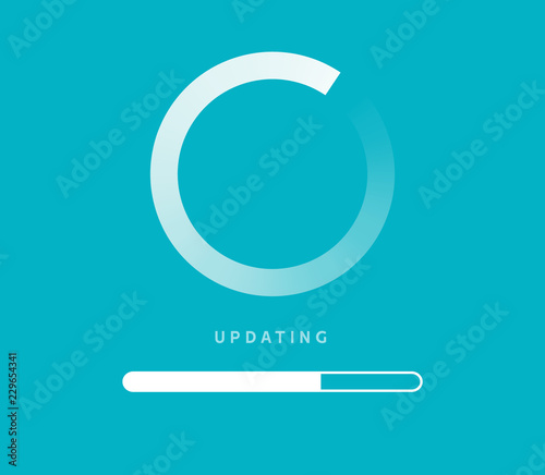 System software update or upgrade. Application loading process symbol web screen. Vector computer technology photo