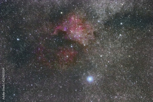 The North America nebula in Cygnus. Brightest star Deneb