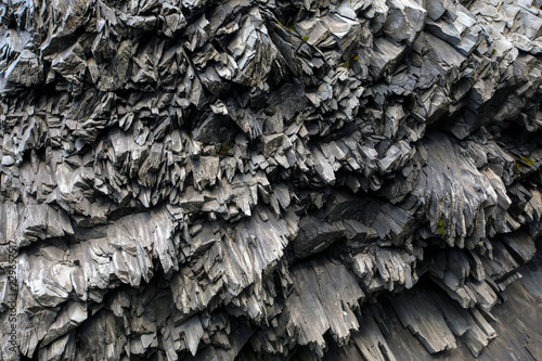 Unusual Rock Formations on Reynisfjara Beach in Iceland