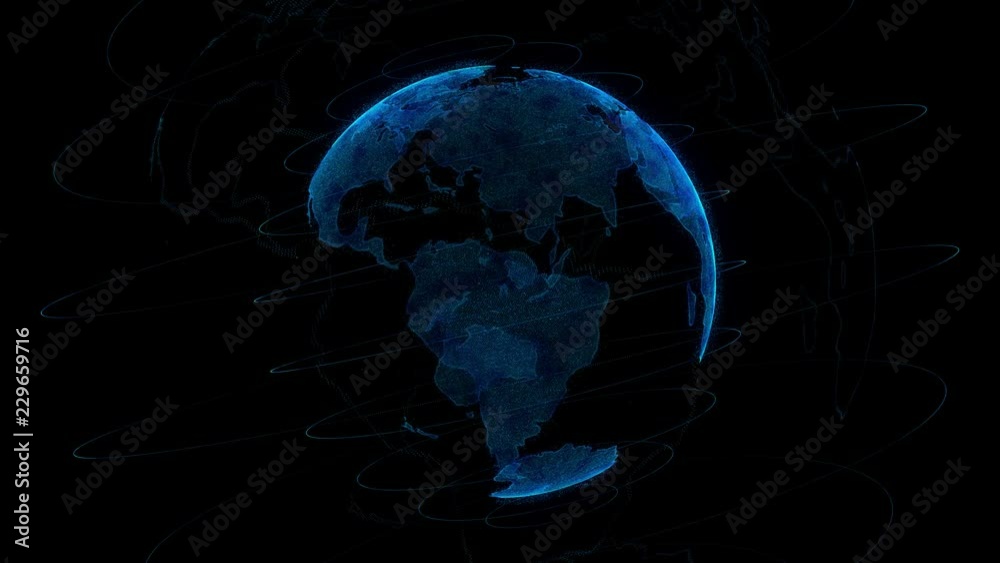 Virtual globe futuristic Earth hologram spinning digital