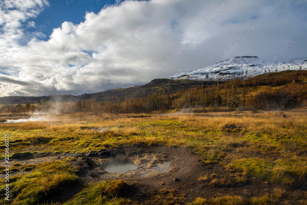 Hot Springs at Haukadalur Valley in Iceland Hot Springs at Haukadalur Valley in Iceland