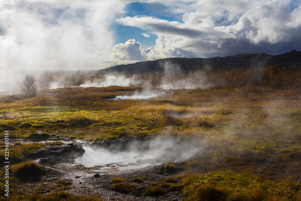 Hot Springs at Haukadalur Valley in Iceland