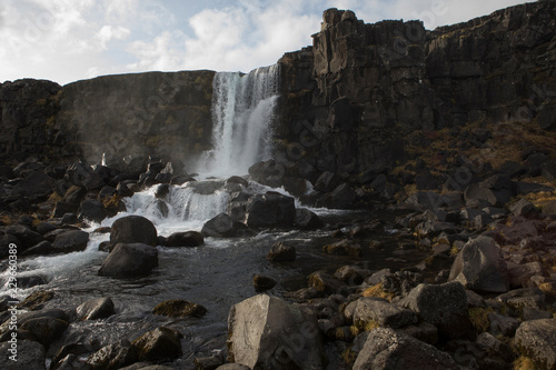 Oxararfoss Waterfall at Thingvellir National Park