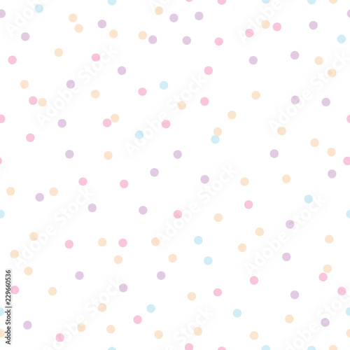 Colorful pastel confetti dots seamless pattern. Great for baby and nursery fabric, wallpaper, giftwrap, wedding invitations as well as Birthday projects.