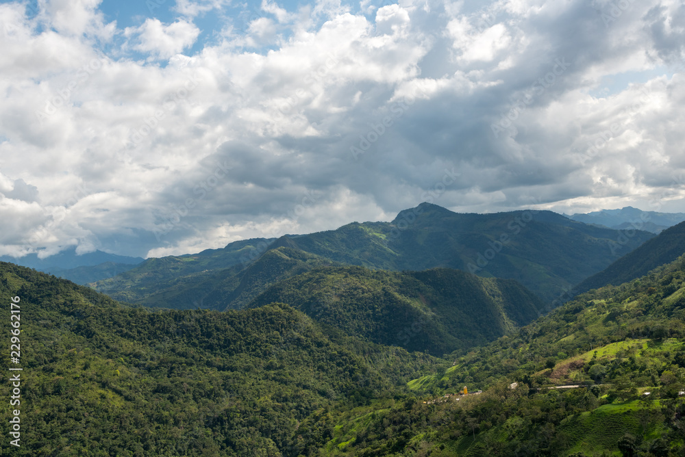 Environmental landscape with mountains full of trees. Colombia