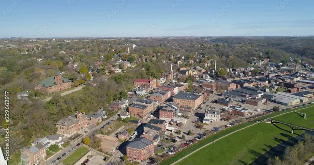 Aerial view of charming small historic town Galena, Illinois. Aerial view Aerial view of charming small historic town Galena, Illinois. Aerial view