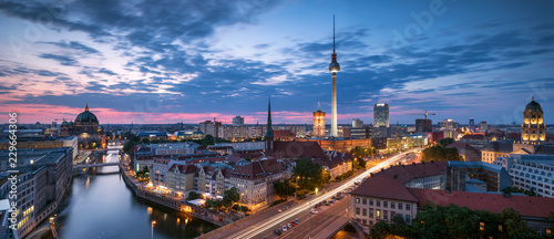Germany, Berlin, elevated city view at morning twilight photo