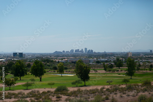 Phoenix Arizona with golf course in the foreground