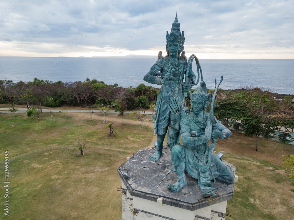 Indonesia, Bali, Aerial view of Nusa Dua beach, bronze sculptures Photos |  Adobe Stock