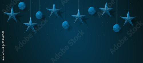 Papier Sterne Origami Ornament hängend Weihnachten Banner blau