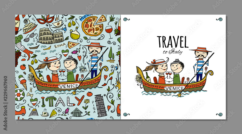 Fototapeta premium Podróż do Włoch. Kartka z życzeniami dla twojego projektu