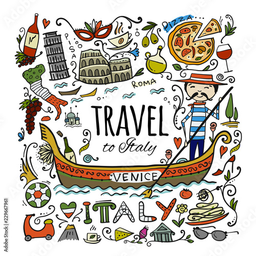 Travel to Italy. Greeting card for your design