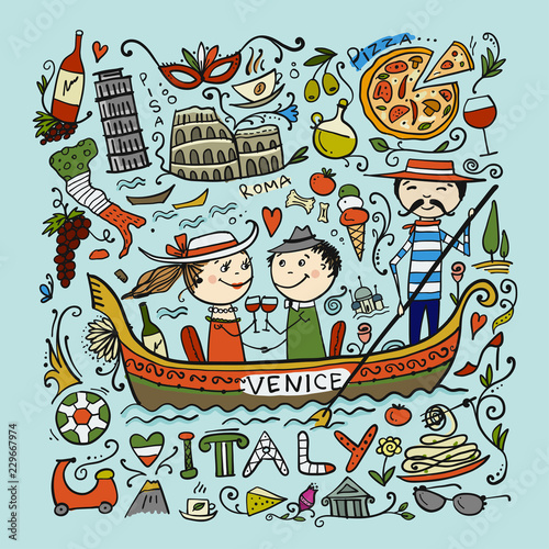 Travel to Italy. Greeting card for your design