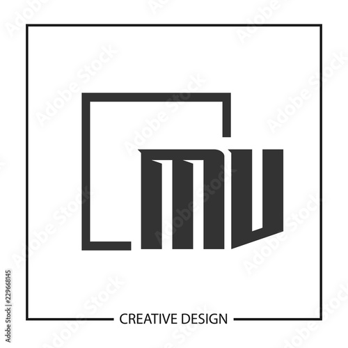 Initial Letter MV Logo Template Design