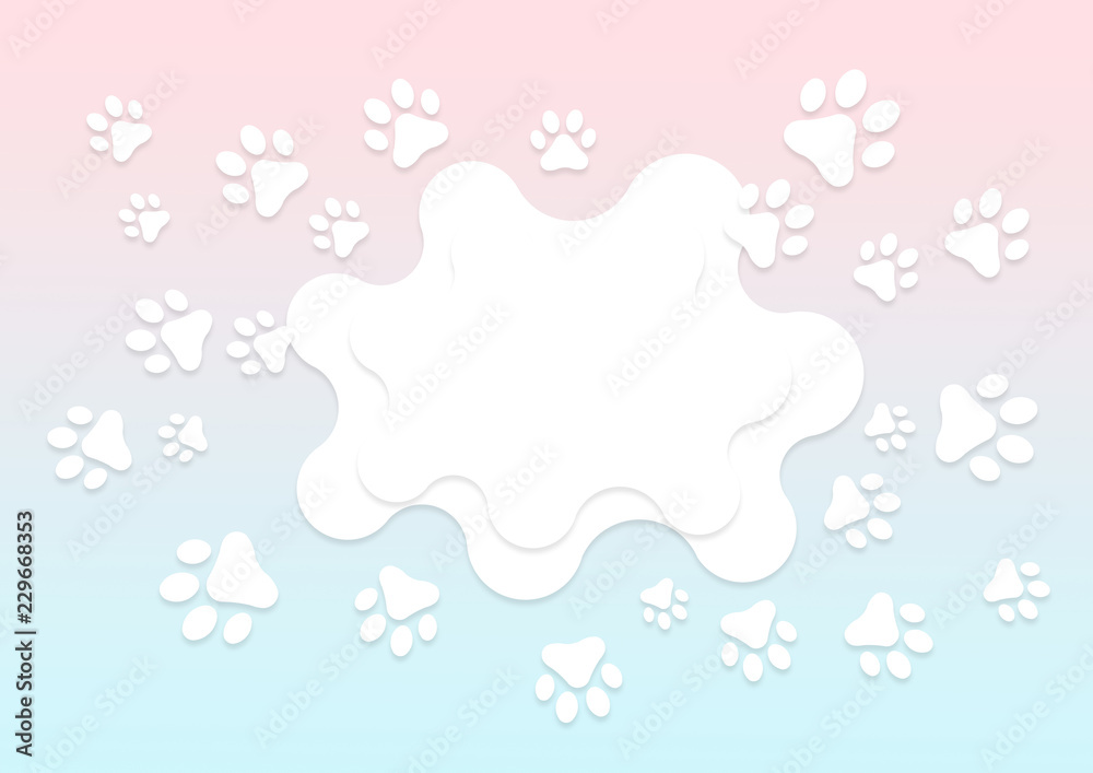 Dog footsteps are walking out of water droplets. Illustration