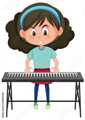 A girl playing electronic keyboard