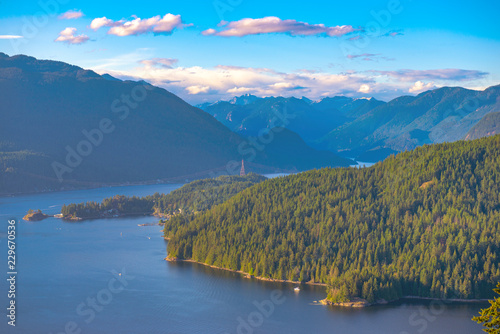Εκτύπωση καμβά View from Burnaby Mountain overlooking the Burrard inlet in BC, Canada