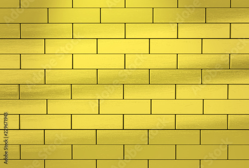 Wall made of golden bricks. Abstract background. 3d render