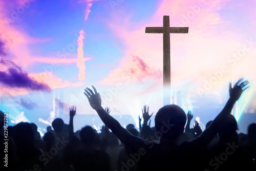 Canvas Print Christmas concept: worship and praise God