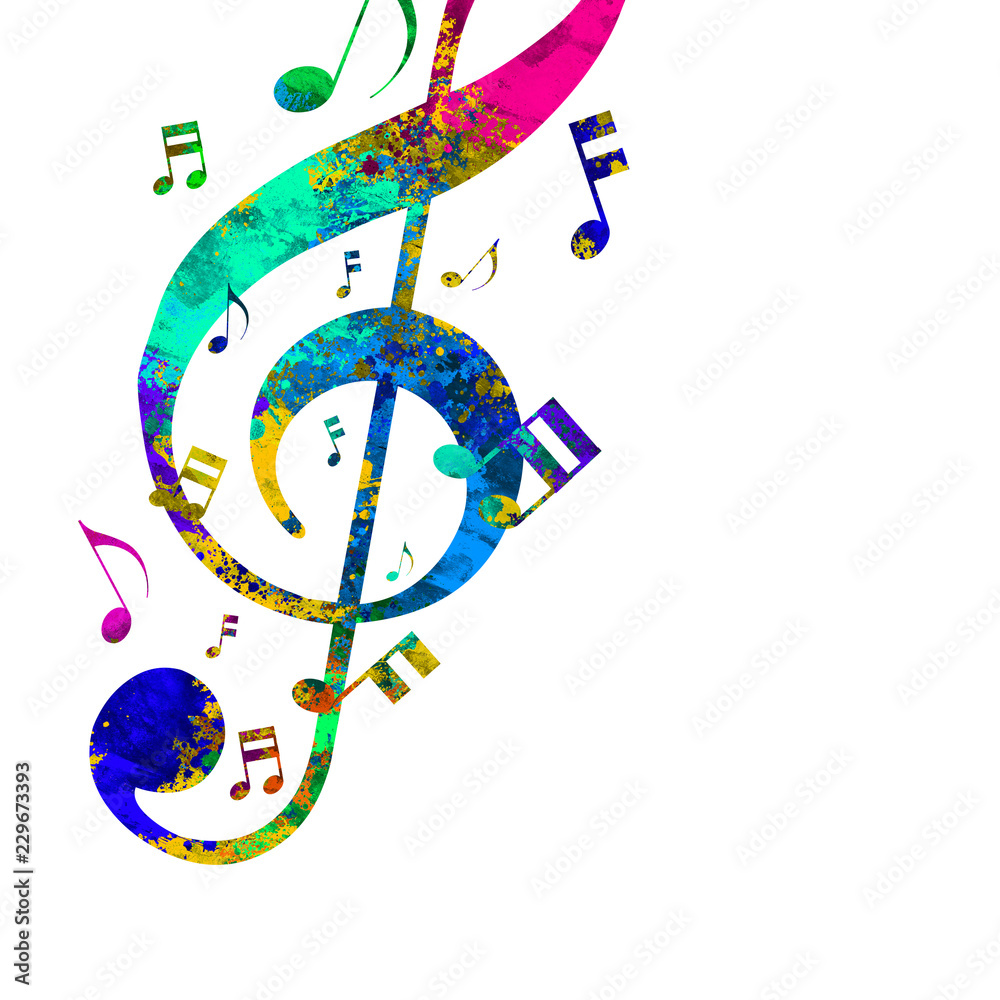 Naklejka premium Kolorowe notatki muzyczne